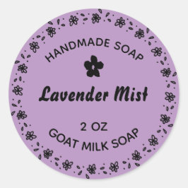 Hausgemachte Seife Rustikale Blume Wreath Lavendel Runder Aufkleber