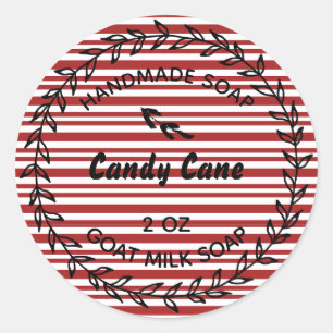Hausgemachte Seife Rustikale Kranken Candy Cane Runder Aufkleber