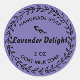 Hausgemachte Seife Rustikaler Kranz Lavendel Runder Aufkleber