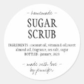 hausgemachte Sugar Scrub Runder Aufkleber (Vorderseite)