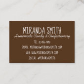 hausgemachte Süßwaren aus Süßwaren aus Süßwaren, g Visitenkarte (Rückseite)