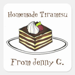 Hausgemachte Tiramisu, gebacken von italienischem  Quadratischer Aufkleber