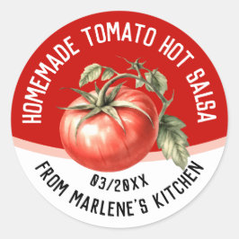 Hausgemachte Tomaten, heiße Salsa mit roten Tomate Runder Aufkleber