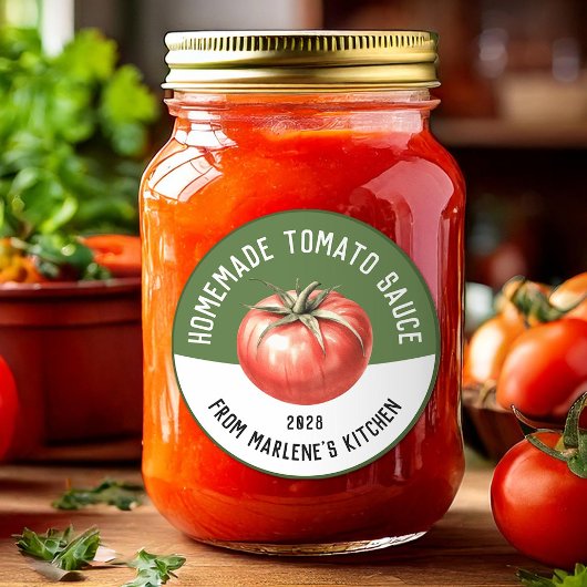 hausgemachte Tomato Milde Sauce zum Konservieren v Runder Aufkleber