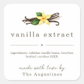 Hausgemachte Vanilla Extract Square Geschenketiket Quadratischer Aufkleber (Vorderseite)