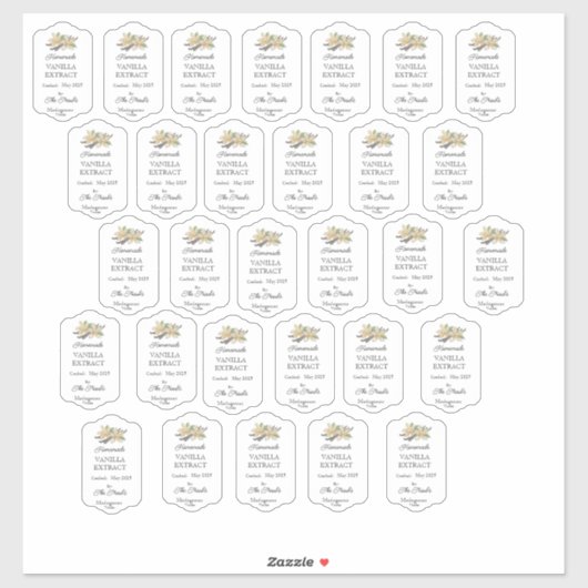 Hausgemachte Vanilla extrahieren kundenspezifische Aufkleber (Blatt)