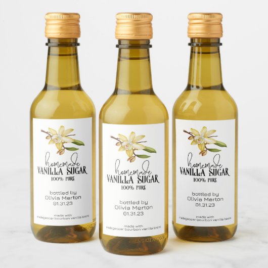 Hausgemachte Vanilla Zucker-Lebensmittel- und Getr Weinetikett (Flaschen)