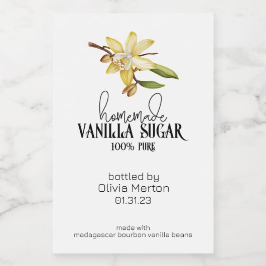Hausgemachte Vanilla Zucker-Lebensmittel- und Getr Weinetikett (Einzelnes Label)