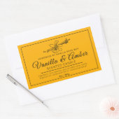 Hausgemachte Vanille gelb schwarze Zutaten Kerze Rechteckiger Aufkleber (Umschlag)