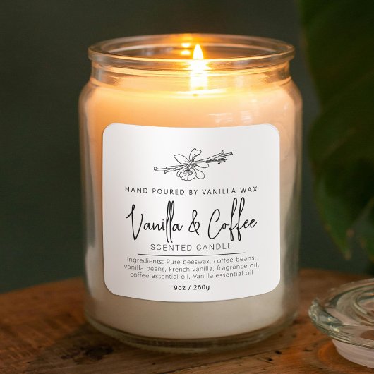 Hausgemachte Vanille-Kaffeeküche weiße Zutaten Quadratischer Aufkleber