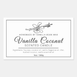 Hausgemachte Vanille-Kokosnuss-Mono-Zutaten Kerze Rechteckiger Aufkleber
