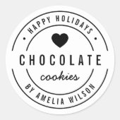 Hausgemachte Waren aus schwarzem und weißem Herzen Runder Aufkleber (Vorderseite)