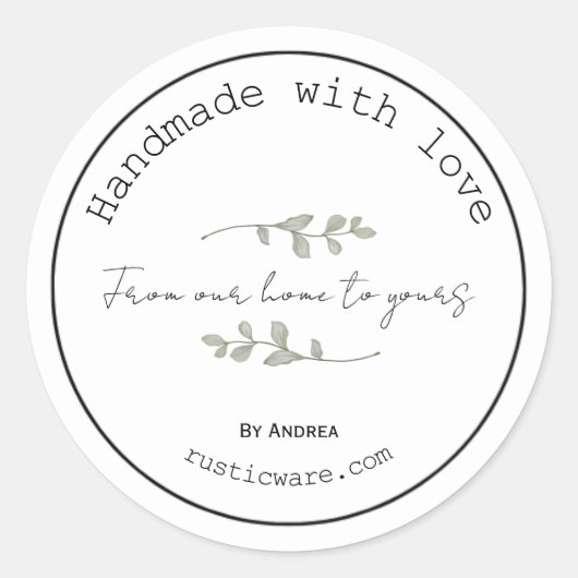 Hausgemachte Waren rustikale minimalistische Aufkl Runder Aufkleber (Vorderseite)