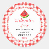 hausgemachte Watermelon Juice Drink Label Runder Aufkleber (Vorderseite)