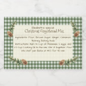 Hausgemachte Weihnachtsgebäck Mix Gingham Pine Con Lebensmitteletikett (Einzelnes Label)