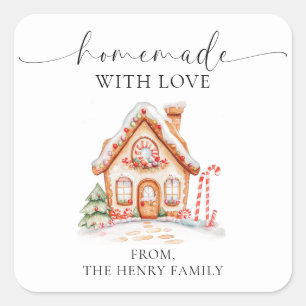 hausgemachte Weihnachtsgeschenke mit Weihnachtskle Quadratischer Aufkleber