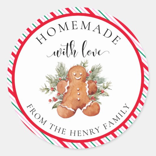 hausgemachte Weihnachtsgeschenke mit Weihnachtskle Runder Aufkleber (Vorderseite)