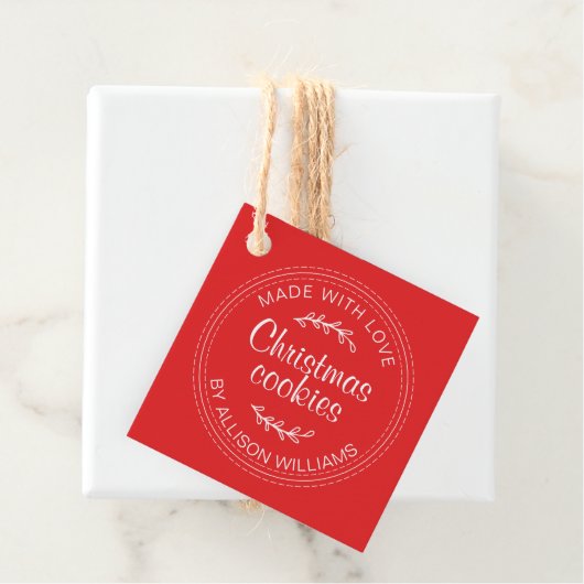 Hausgemachte Weihnachtskekse Hellrot Geschenkanhänger (Beispiel)