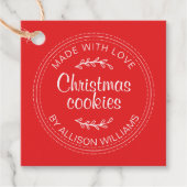 Hausgemachte Weihnachtskekse Hellrot Geschenkanhänger (Vorderseite)