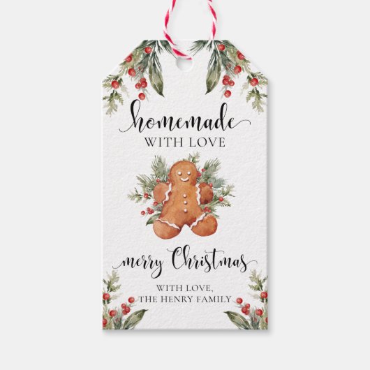 Hausgemachte Weihnachtsmarken mit Liebe Geschenkanhänger (Vorderseite)