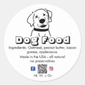 Hausgemachte Weißhunde-Leckereien Haustierfutter Runder Aufkleber (Vorderseite)