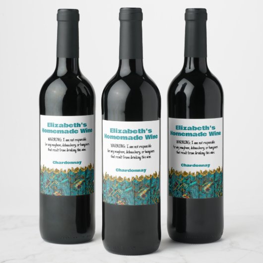 Hausgemachte Wine Warning Custom Sonnenblume Aquam Weinetikett (Flaschen)