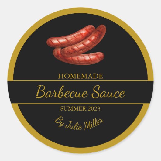 Hausgemachte Würste Barbecue Sauce GRILLEN Label Runder Aufkleber (Vorderseite)