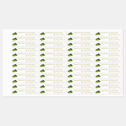 Hausgemachte Zucchini Pickle Thin Label Etiketten (Blatt)