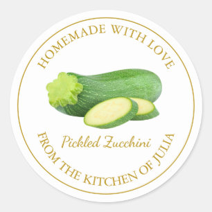 Hausgemachte Zucchini-Pickle   weiß Runder Aufkleber