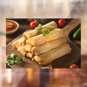 Hausgemachter Mais Huhn Tamales Mexikanisches Rest Fensteraufkleber