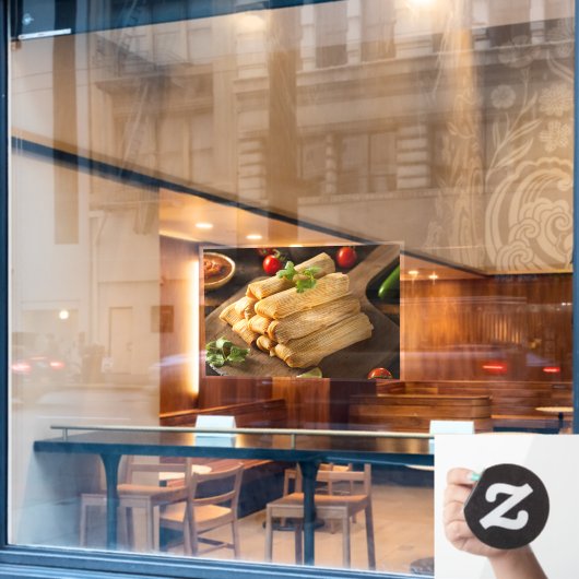 Hausgemachter Mais Huhn Tamales Mexikanisches Rest Fensteraufkleber