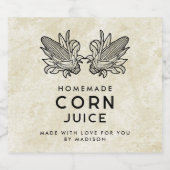 Hausgemachter Maissaft mit zwei Keksen Alkoholflaschenetikett (Einzelnes Label)