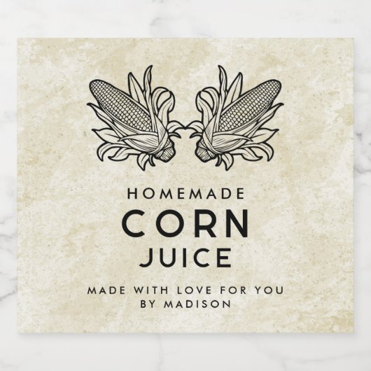 Hausgemachter Maissaft mit zwei Keksen Alkoholflaschenetikett (Einzelnes Label)