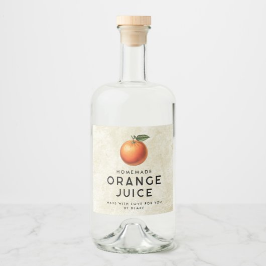 Hausgemachter Orangensaft Alkoholflaschenetikett (Vorderseite)