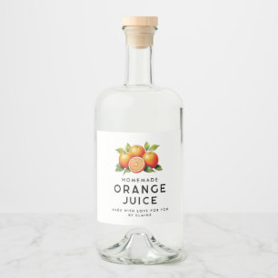 hausgemachter Orangensaft mit Orangen und Blätter Alkoholflaschenetikett