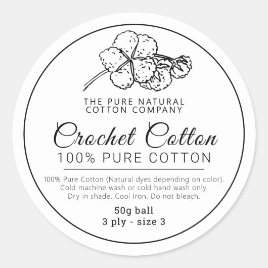 Hausgemachtes Baumwollgarn-Häkchen-Baumwollgarn Runder Aufkleber (Vorderseite)