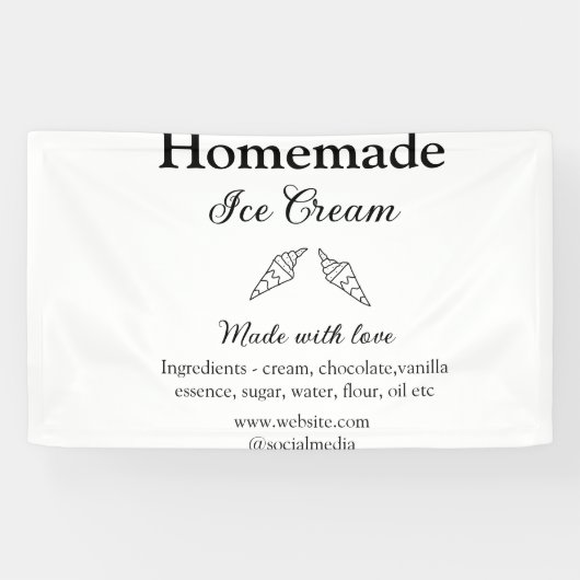 Hausgemachtes Eis und Zutaten aus Liebe Banner (Horizontal)