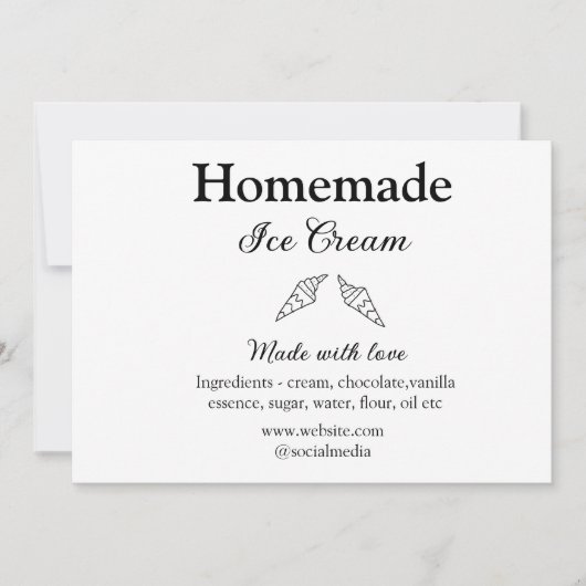 Hausgemachtes Eis und Zutaten aus Liebe Einladung (Vorderseite)