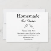 Hausgemachtes Eis und Zutaten aus Liebe Einladung (Rückseite)