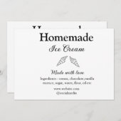 Hausgemachtes Eis und Zutaten aus Liebe Einladung (Vorne/Hinten)