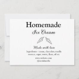 Hausgemachtes Eis und Zutaten aus Liebe Einladung