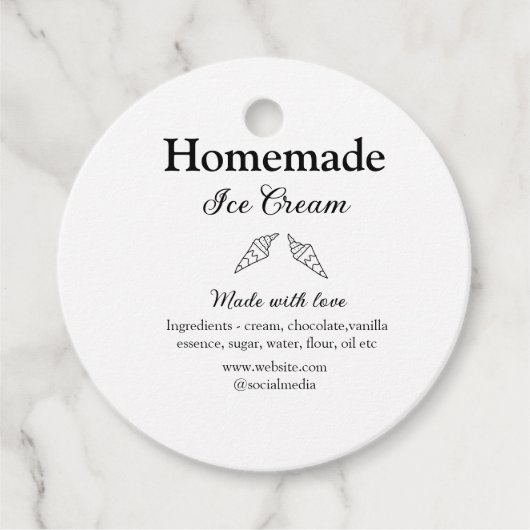 Hausgemachtes Eis und Zutaten aus Liebe Geschenkanhänger (Vorderseite)