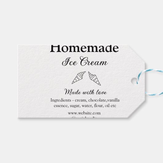 Hausgemachtes Eis und Zutaten aus Liebe Geschenkanhänger (Vorderseite (Horizontal))