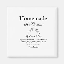 Hausgemachtes Eis und Zutaten aus Liebe Magnet