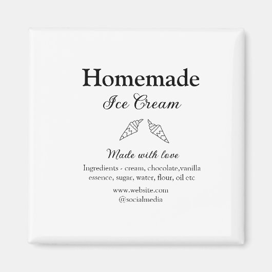 Hausgemachtes Eis und Zutaten aus Liebe Magnet (Vorne)