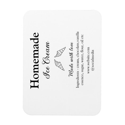 Hausgemachtes Eis und Zutaten aus Liebe Magnet (Vertikal)