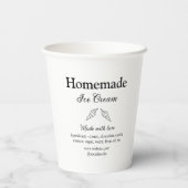 Hausgemachtes Eis und Zutaten aus Liebe Pappbecher (Rückseite)