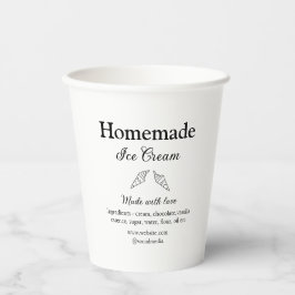 Hausgemachtes Eis und Zutaten aus Liebe Pappbecher