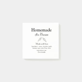 Hausgemachtes Eis und Zutaten aus Liebe Post-it Klebezettel