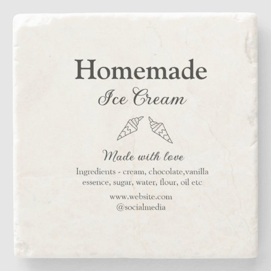Hausgemachtes Eis und Zutaten aus Liebe Steinuntersetzer (Vorderseite)